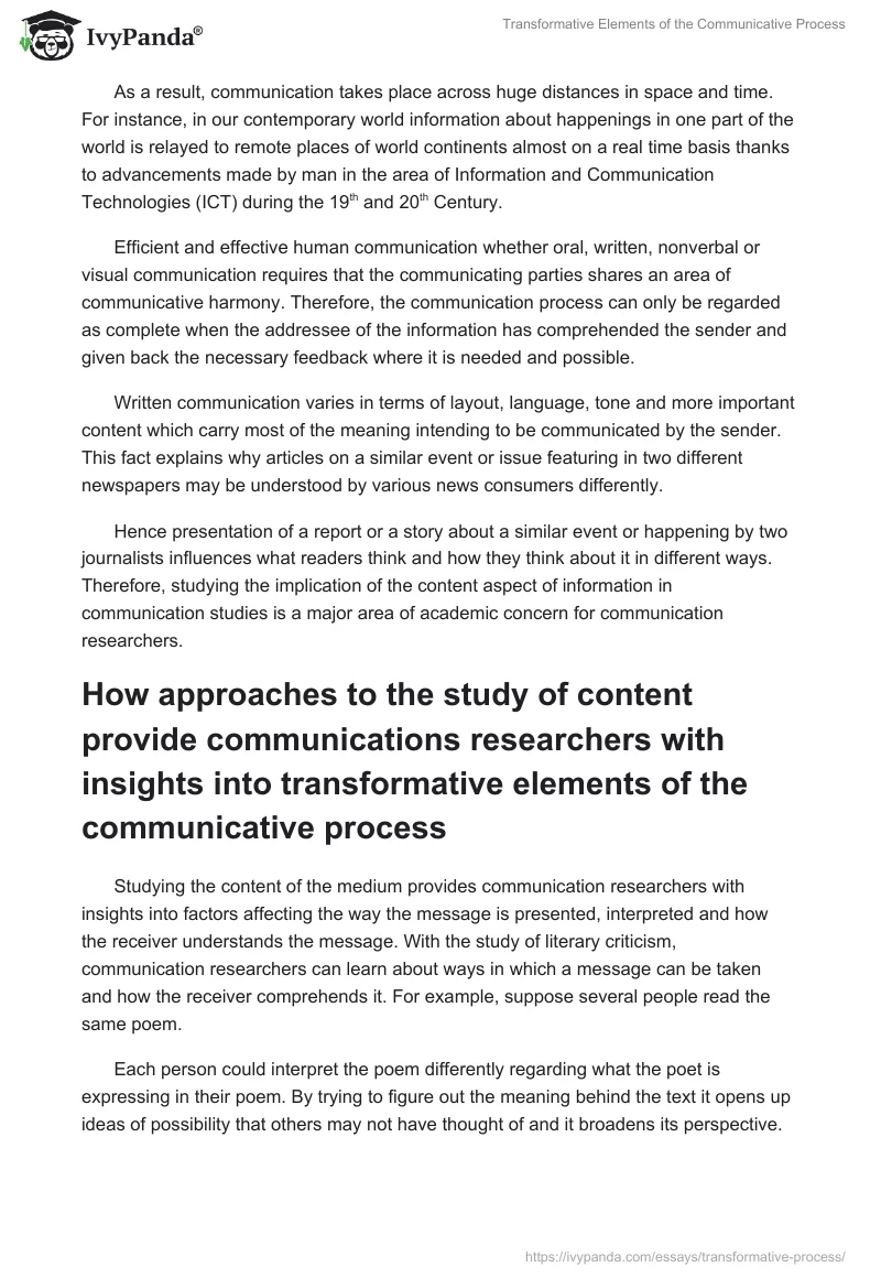 Transformative Elements of the Communicative Process. Page 2