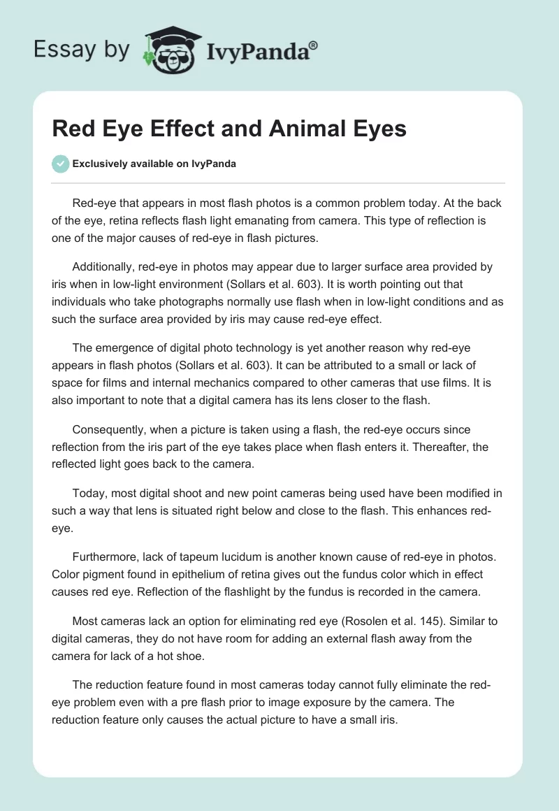 Red Eye Effect and Animal Eyes. Page 1