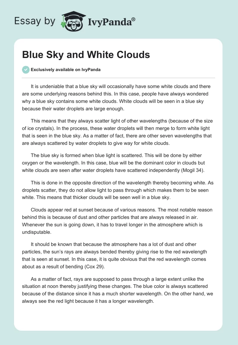 Blue Sky and White Clouds. Page 1