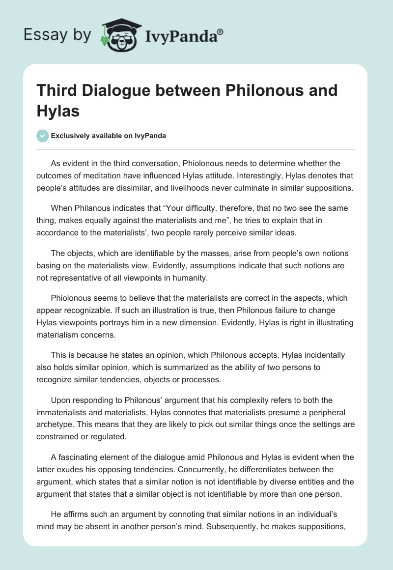 Third Dialogue between Philonous and Hylas. Page 1