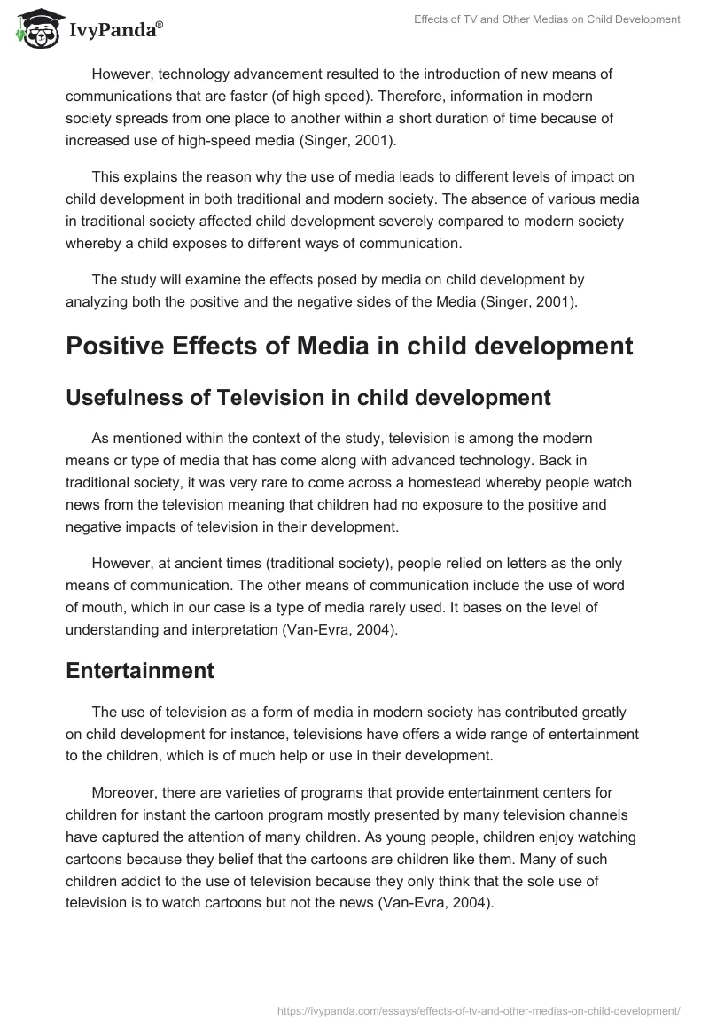 Effects of TV and Other Medias on Child Development. Page 2