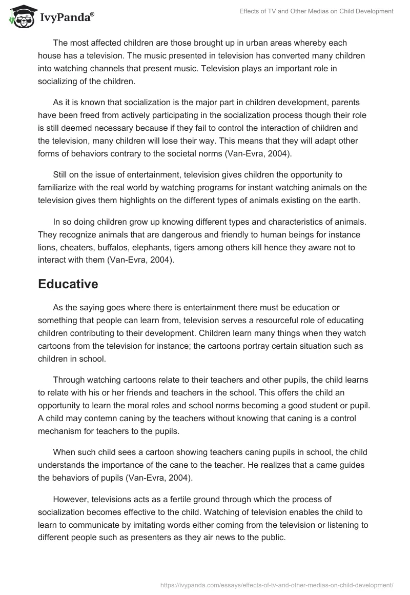Effects of TV and Other Medias on Child Development. Page 3