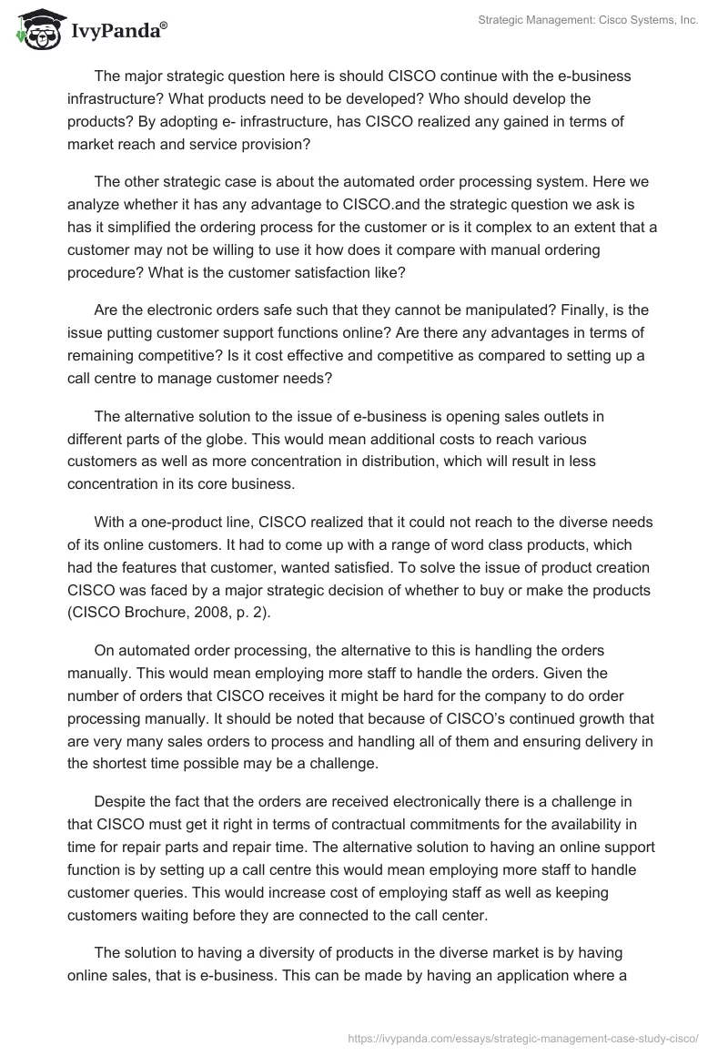 Strategic Management: Cisco Systems, Inc.. Page 2