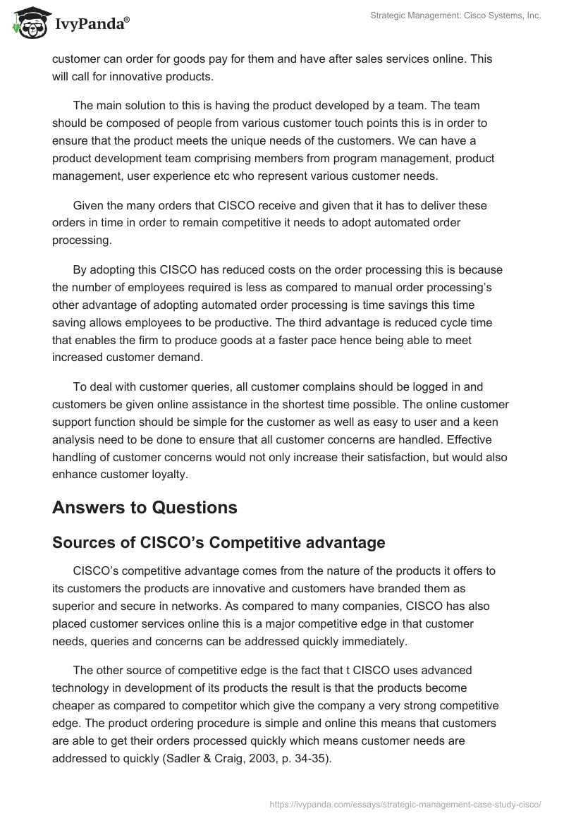 Strategic Management: Cisco Systems, Inc.. Page 3