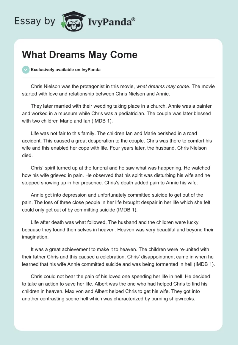 What Dreams May Come. Page 1