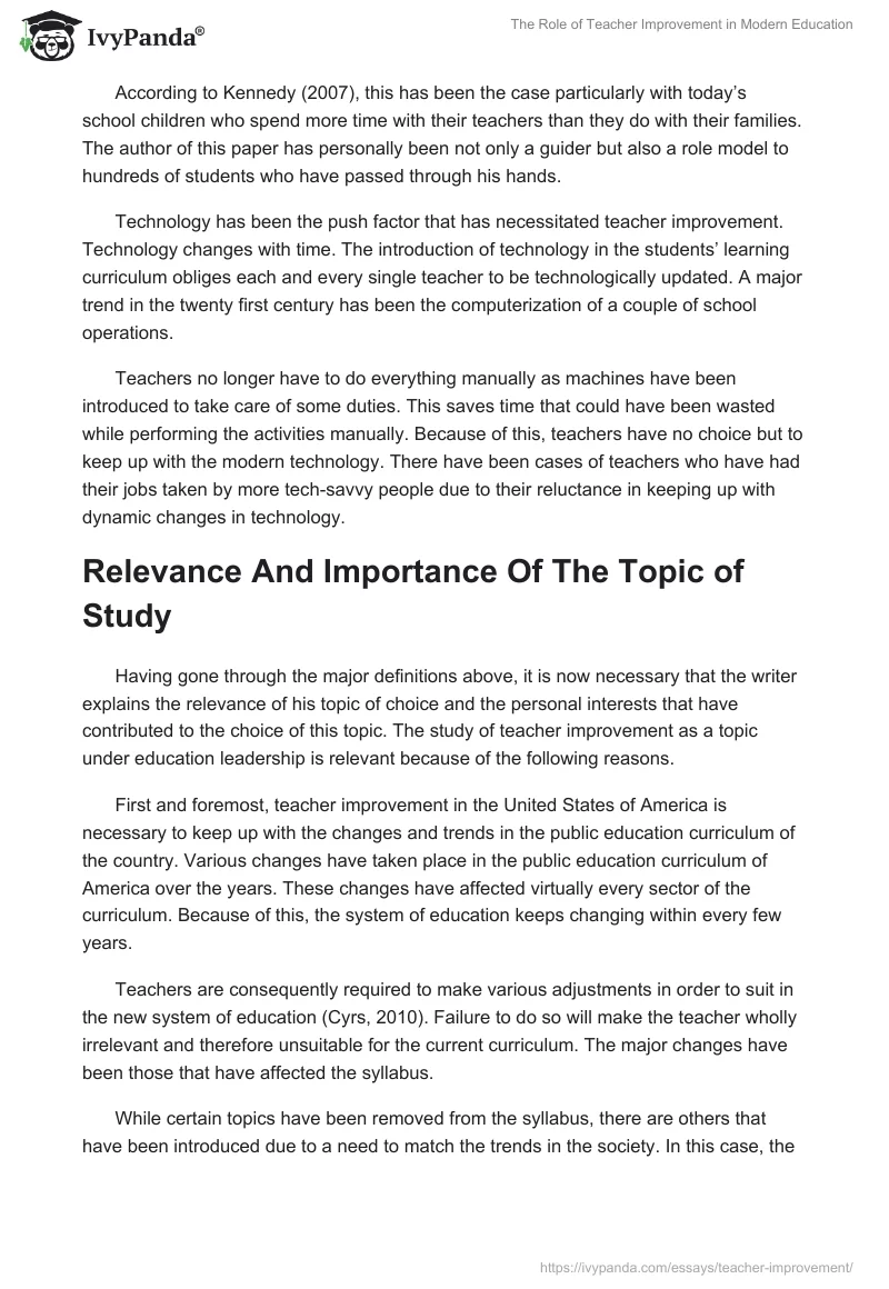 The Role of Teacher Improvement in Modern Education. Page 2