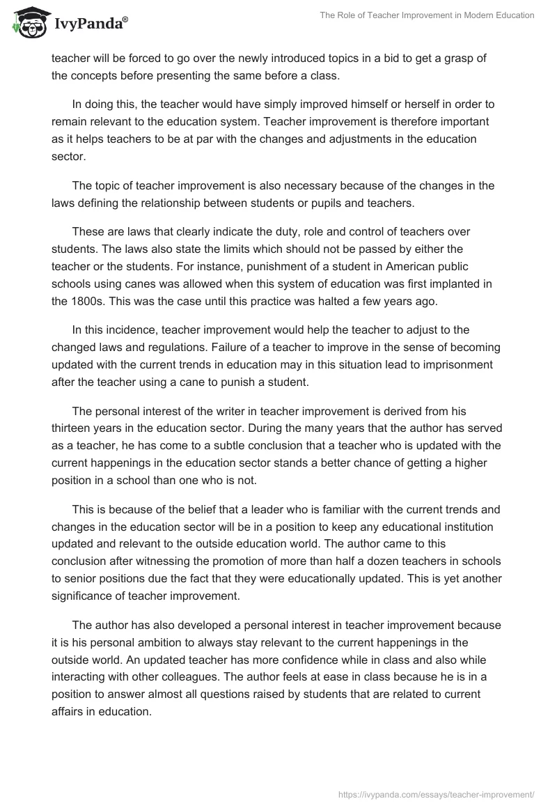 The Role of Teacher Improvement in Modern Education. Page 3