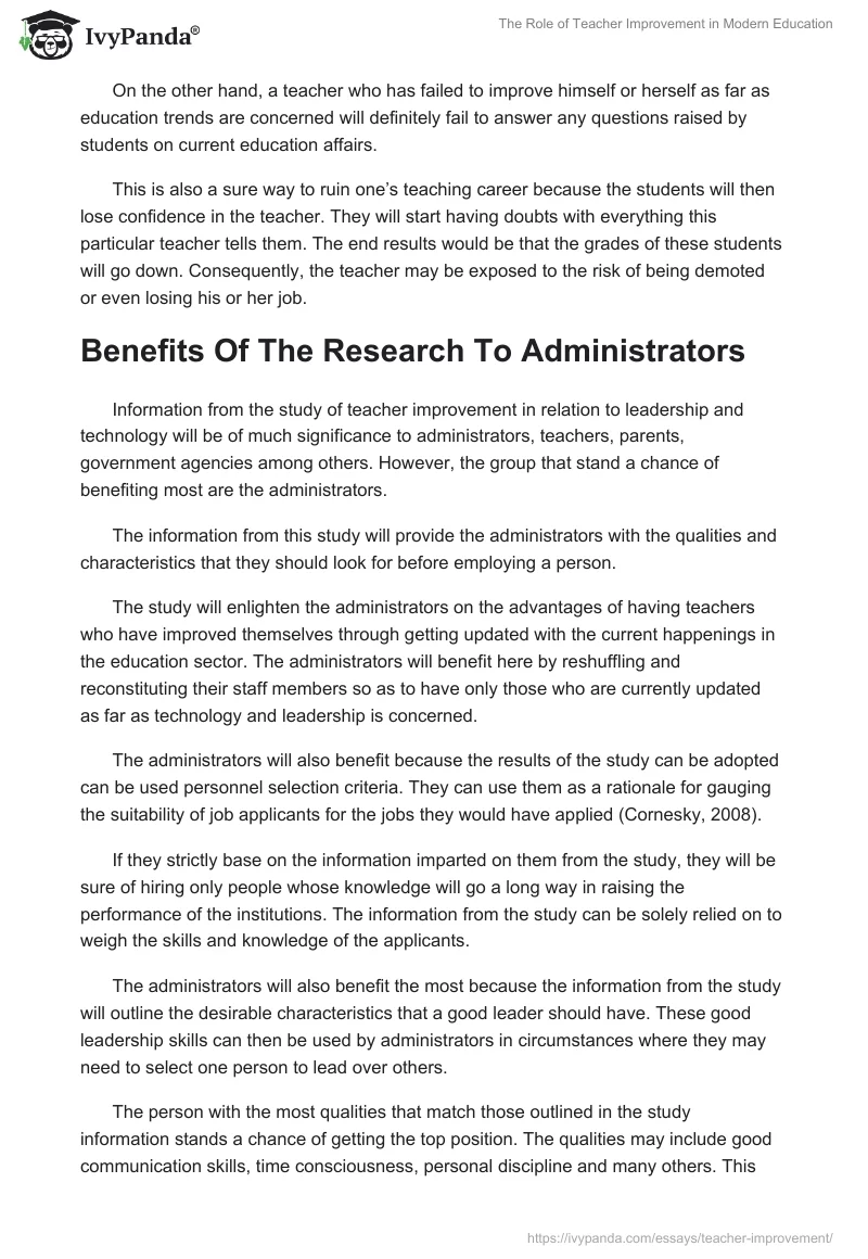 The Role of Teacher Improvement in Modern Education. Page 4