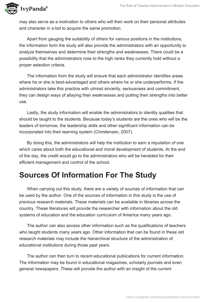 The Role of Teacher Improvement in Modern Education. Page 5