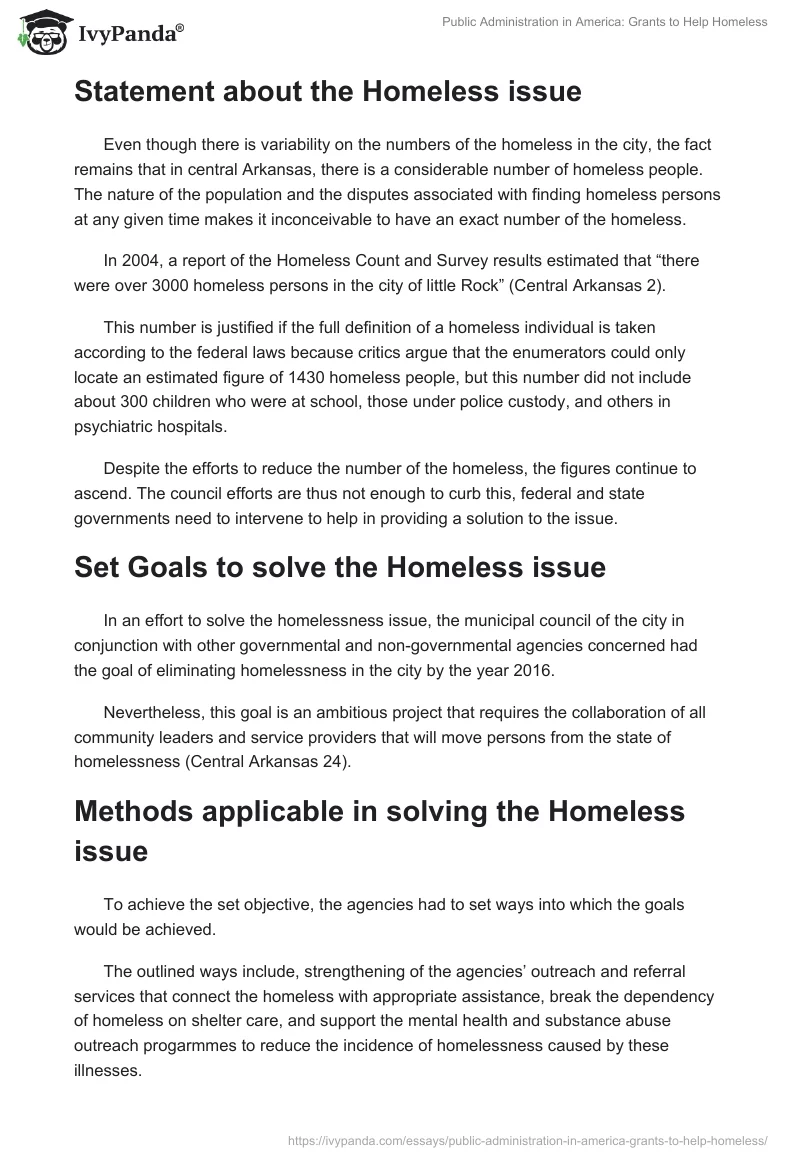 Public Administration in America: Grants to Help Homeless. Page 2