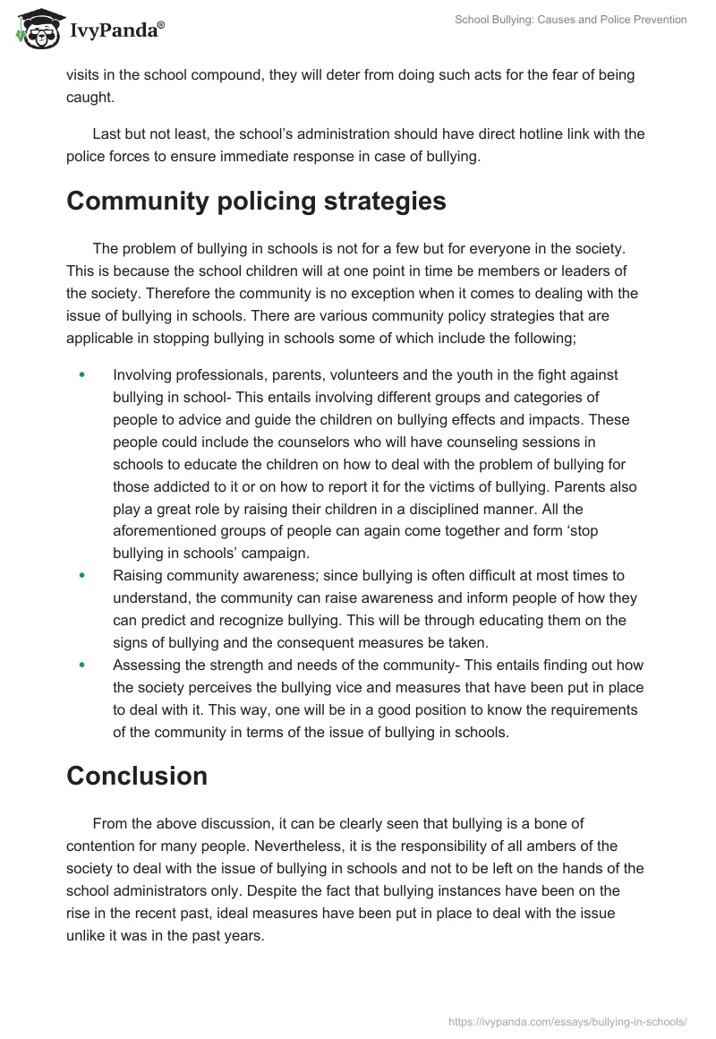 School Bullying: Causes and Police Prevention. Page 3