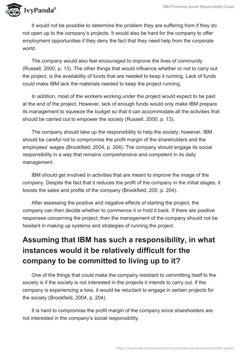IBM Promotes Social Responsibility Goals. Page 3