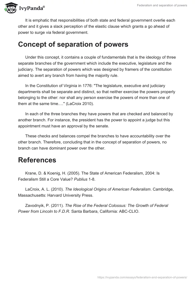 Federalism and separation of powers. Page 3