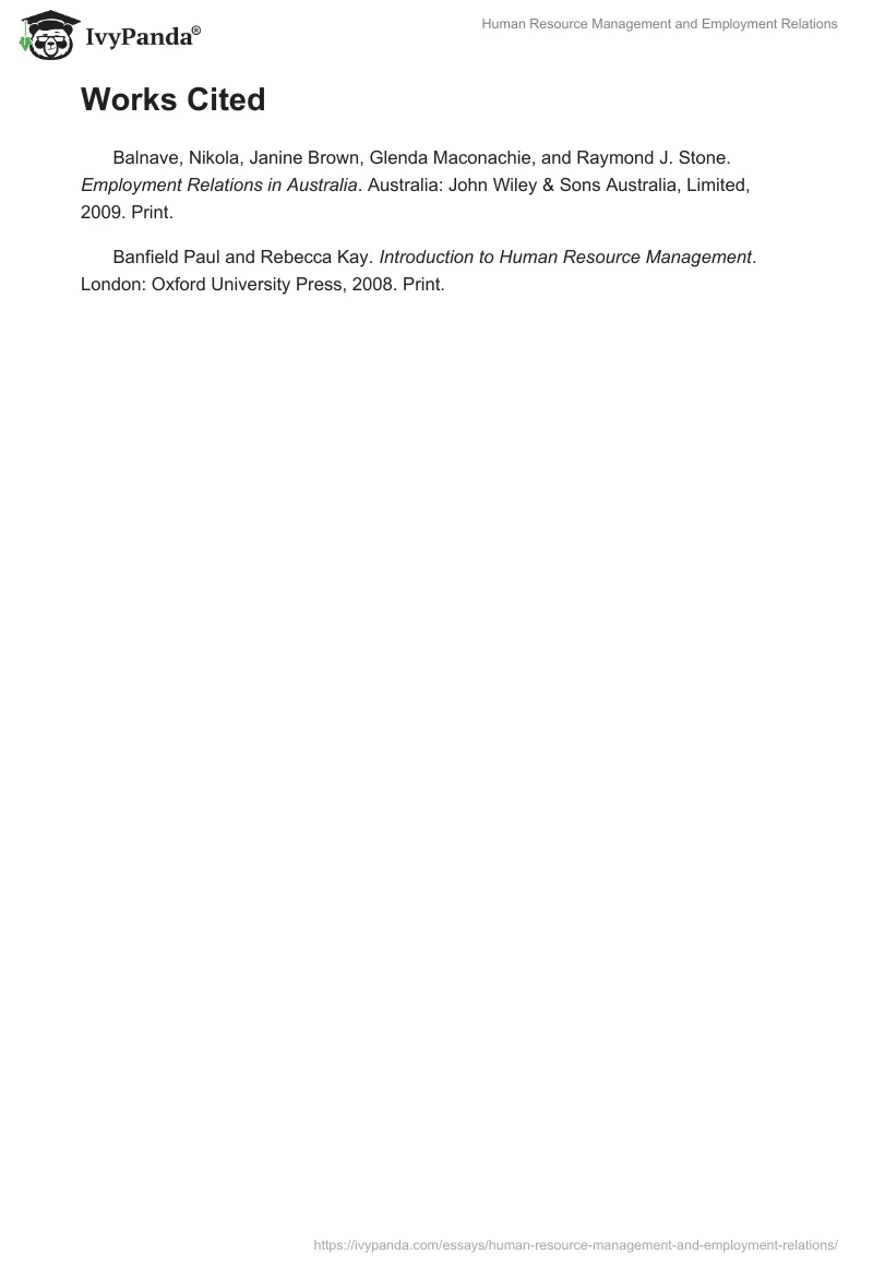 Human Resource Management and Employment Relations. Page 3
