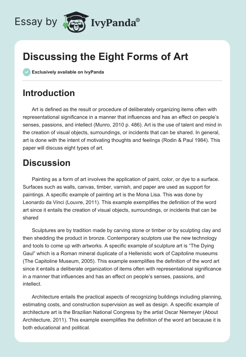 Discussing the Eight Forms of Art. Page 1