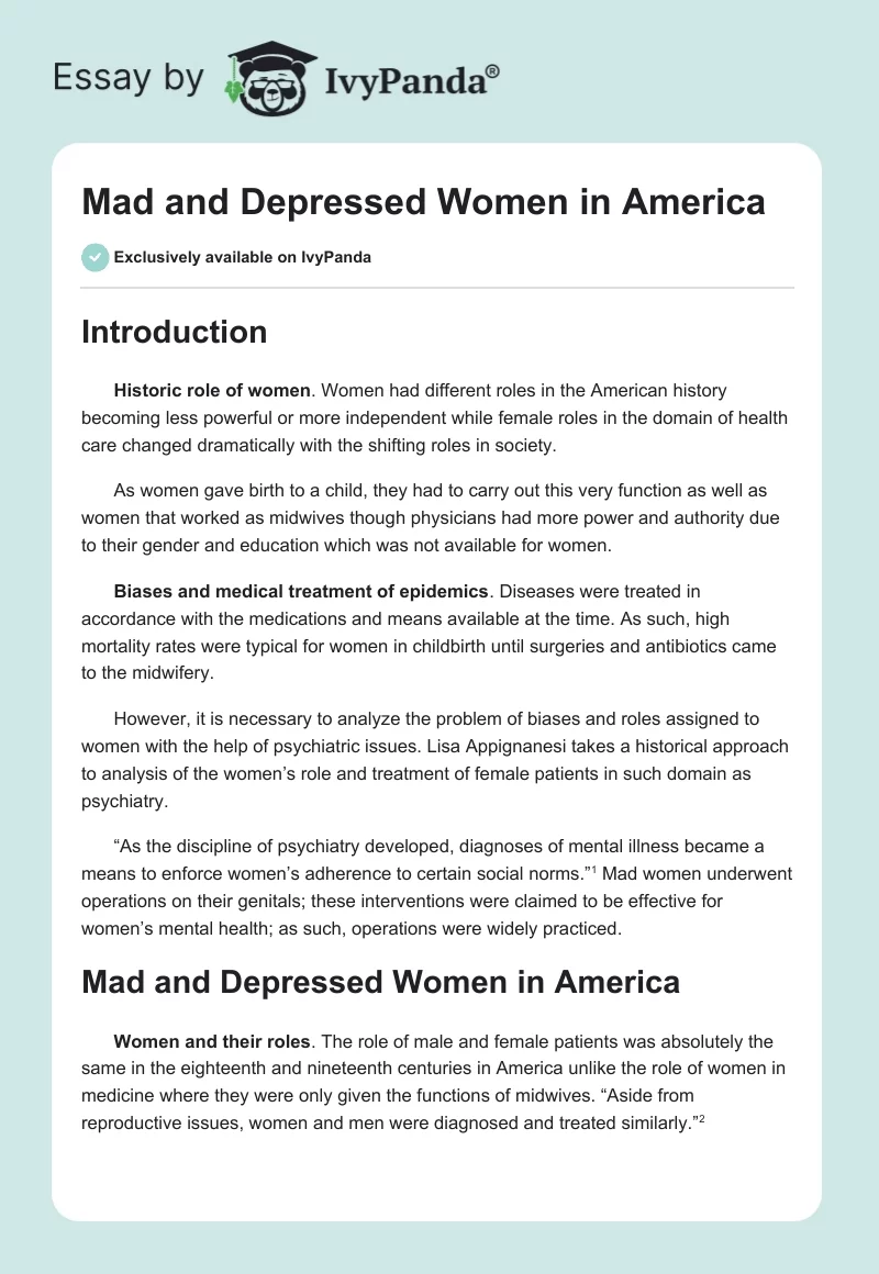 Mad and Depressed Women in America. Page 1