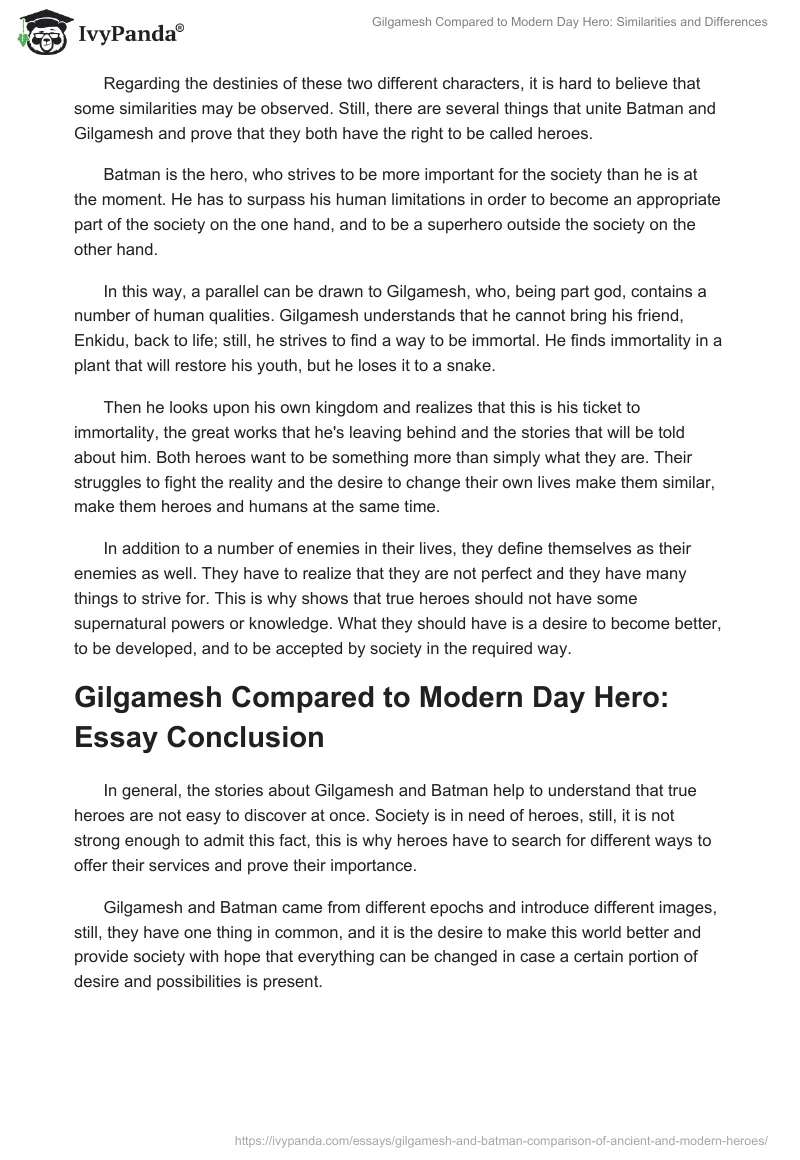 Gilgamesh Compared to Modern Day Hero: Similarities and Differences. Page 5