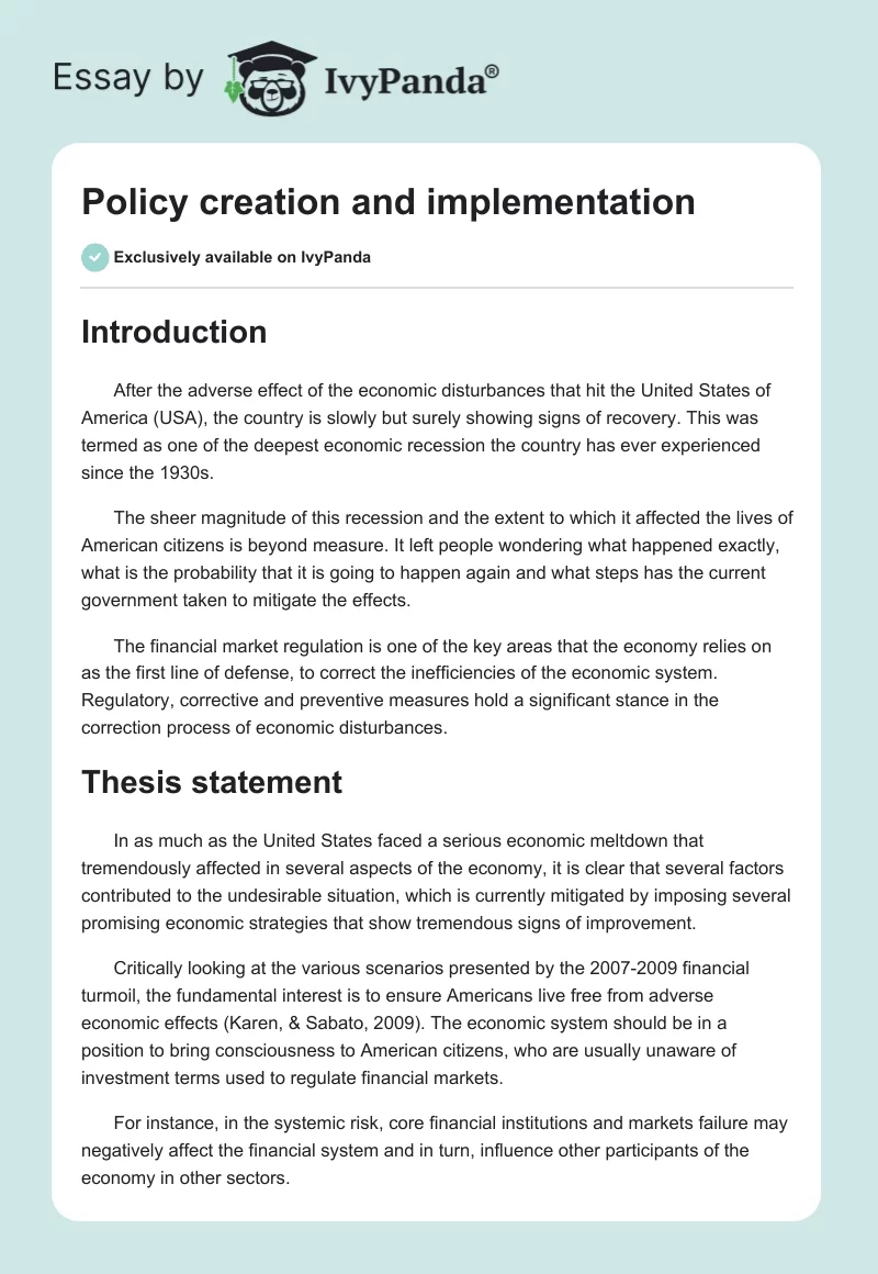Policy creation and implementation. Page 1