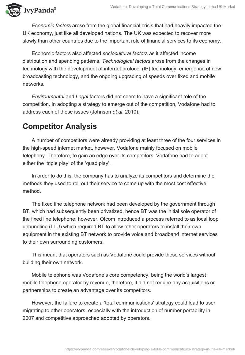 Vodafone: Developing a Total Communications Strategy in the UK Market. Page 3
