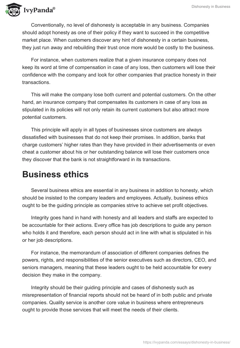 Dishonesty in Business. Page 4