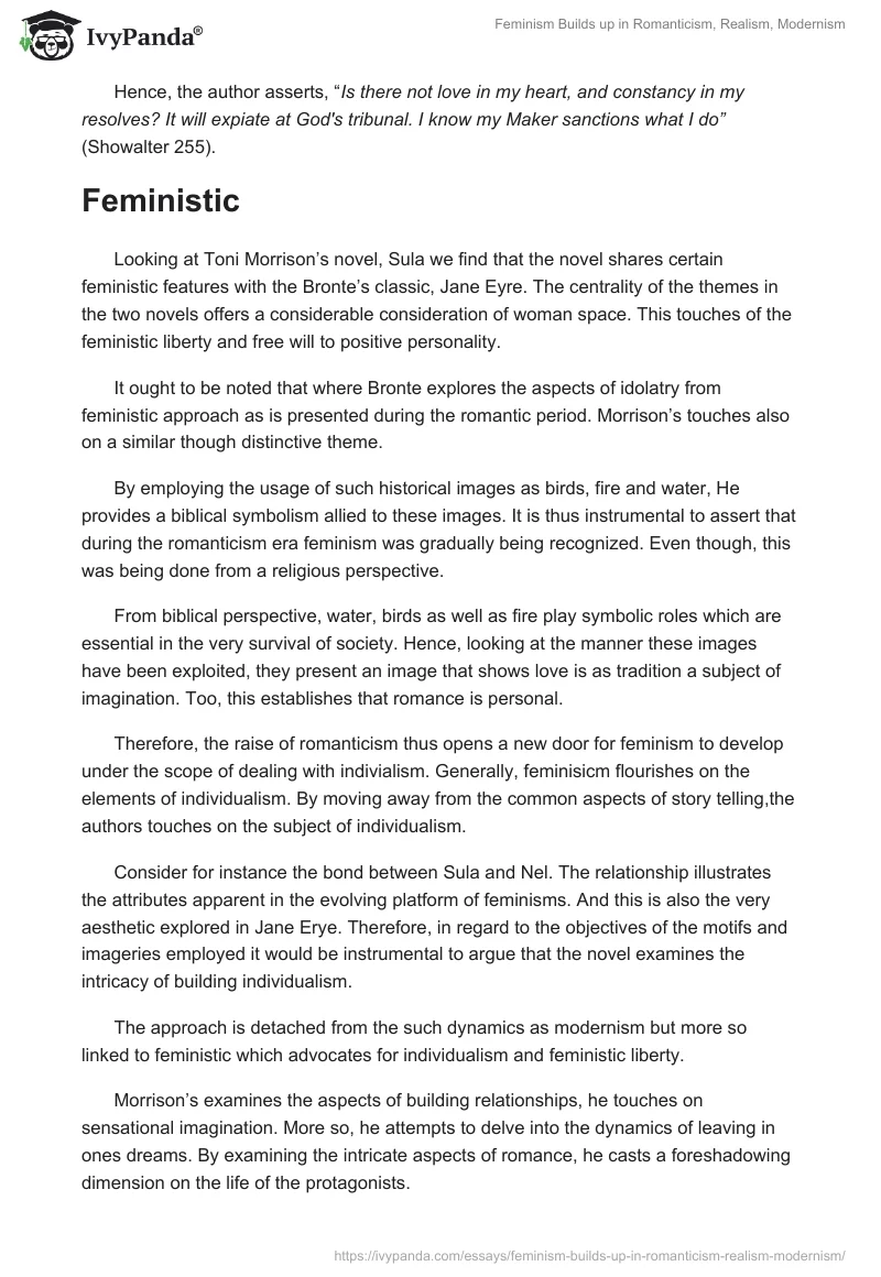 Feminism Builds up in Romanticism, Realism, Modernism. Page 3