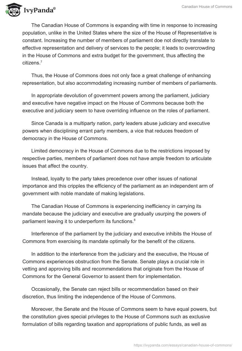 Canadian House of Commons. Page 5