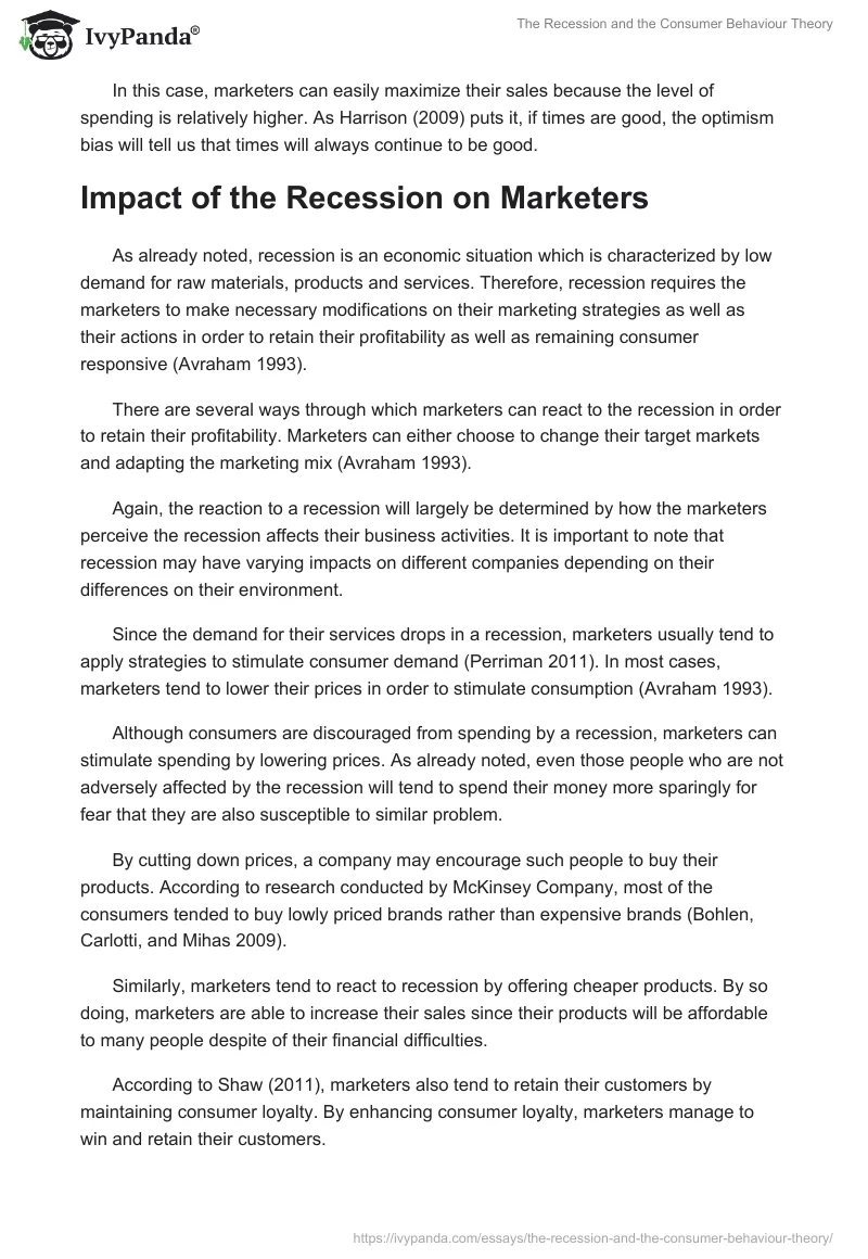 The Recession and the Consumer Behaviour Theory. Page 3