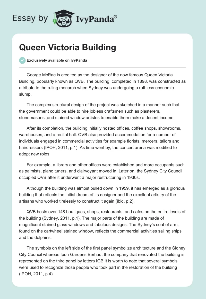 Queen Victoria Building. Page 1