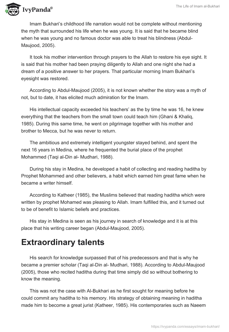 The Life of Imam al-Bukhari. Page 2