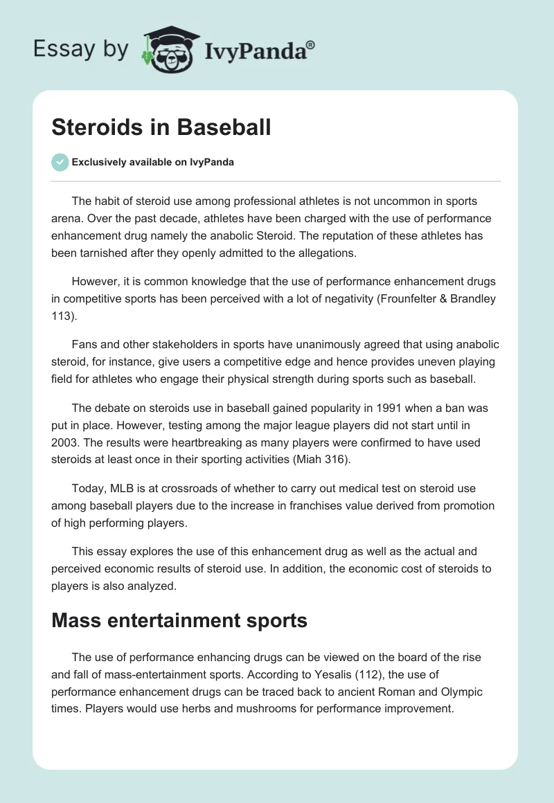Steroids in Baseball. Page 1