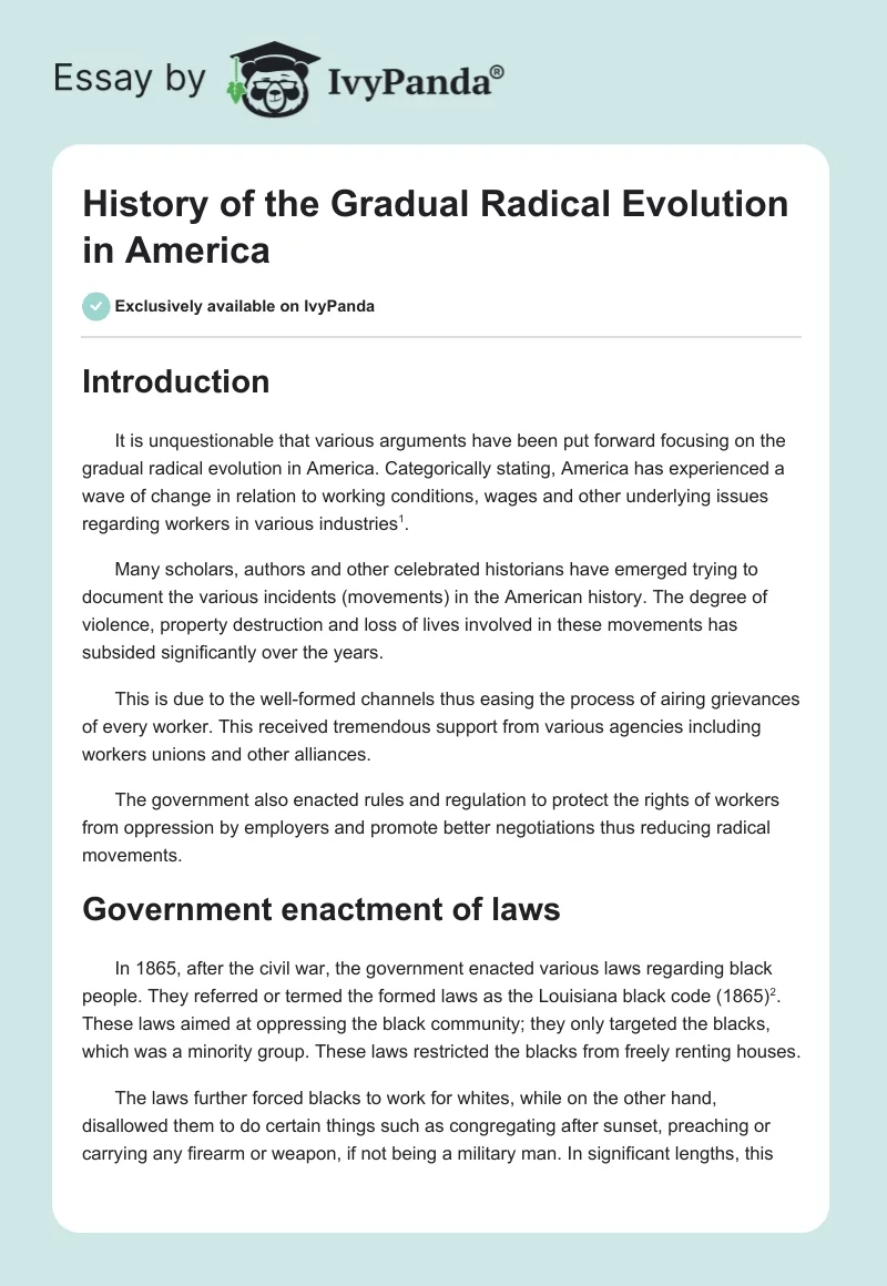 History of the Gradual Radical Evolution in America. Page 1