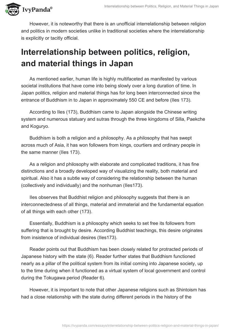 Interrelationship between Politics, Religion, and Material Things in Japan. Page 3