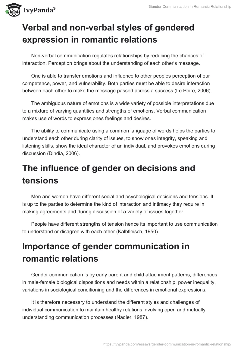 Gender Communication in Romantic Relationship. Page 2