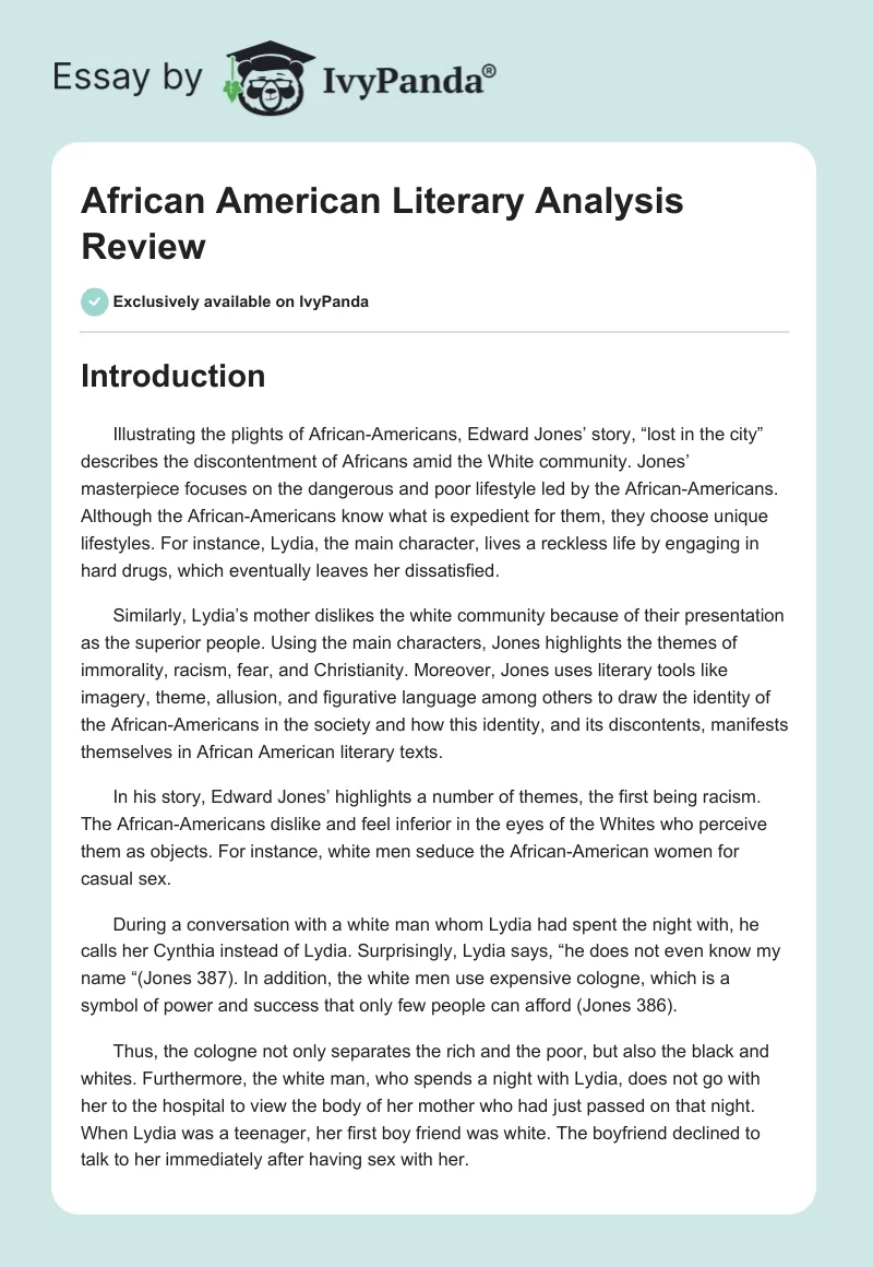 African American Literary Analysis Review. Page 1