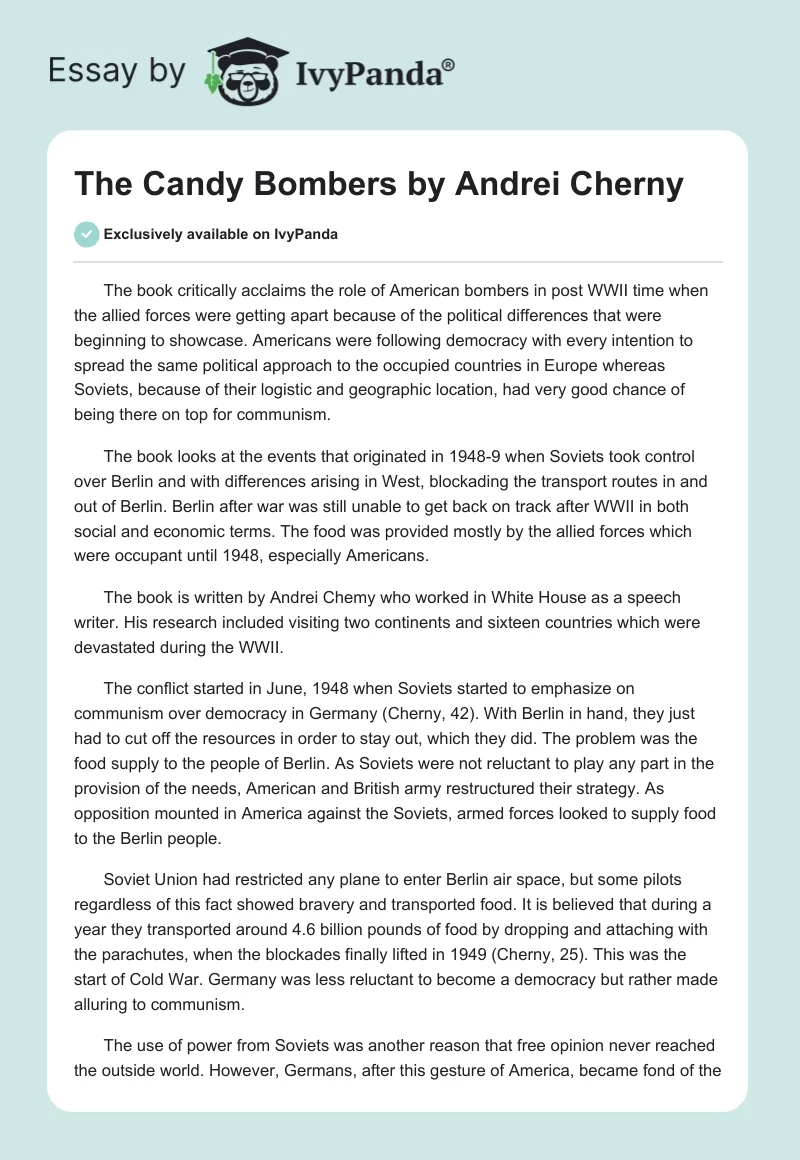 The Candy Bombers by Andrei Cherny. Page 1