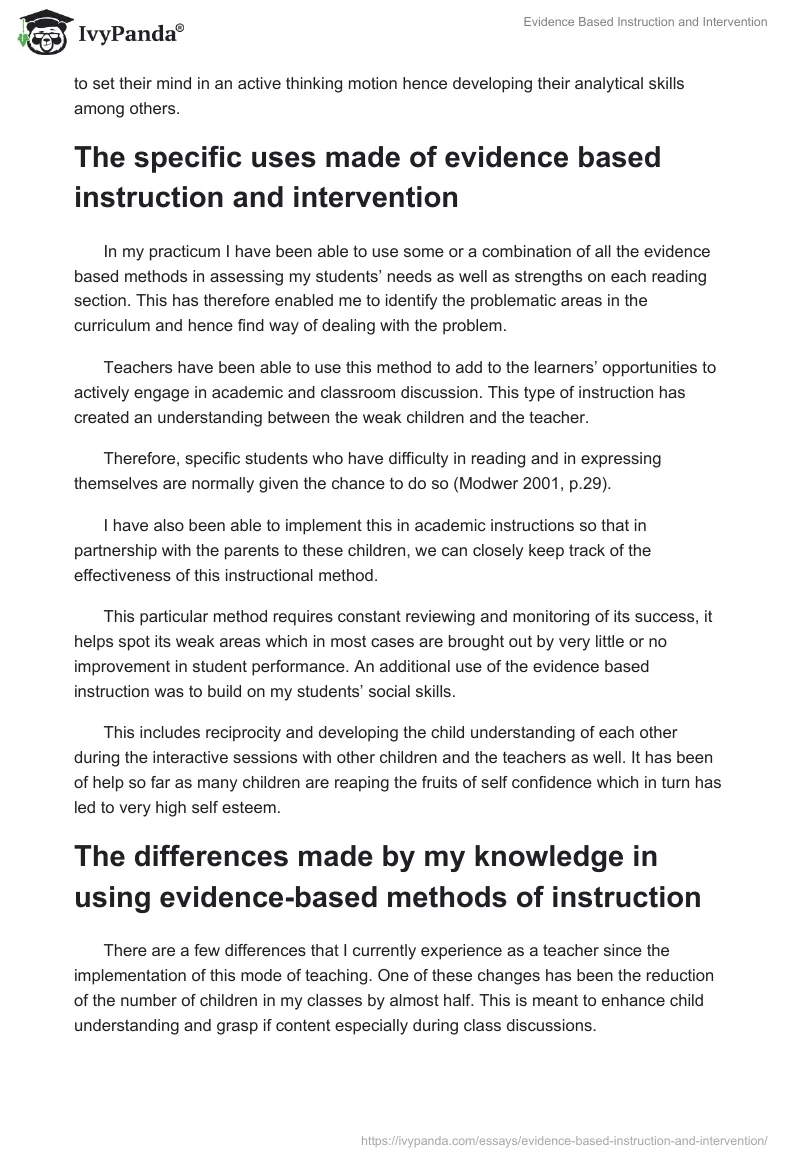 Evidence Based Instruction and Intervention. Page 3