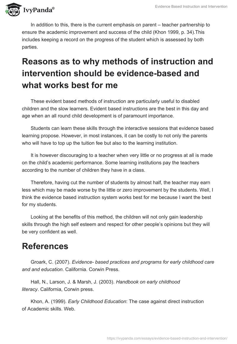 Evidence Based Instruction and Intervention. Page 4