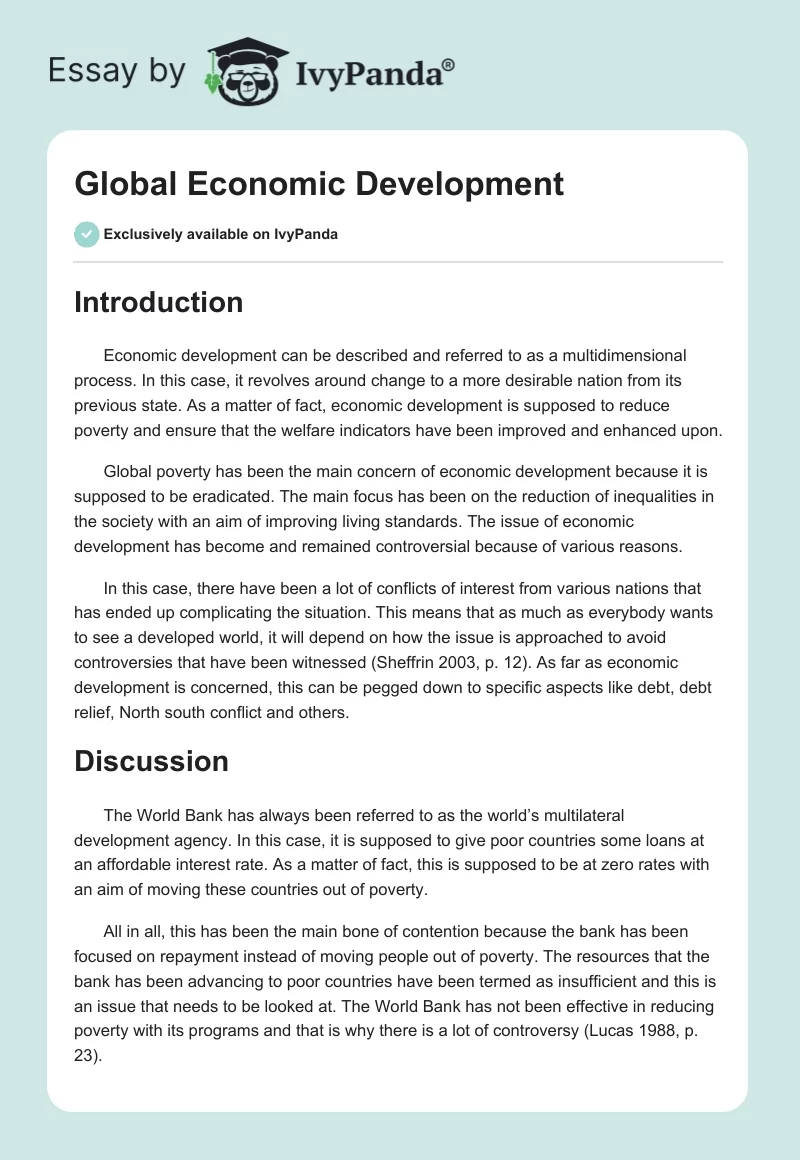 Global Economic Development. Page 1