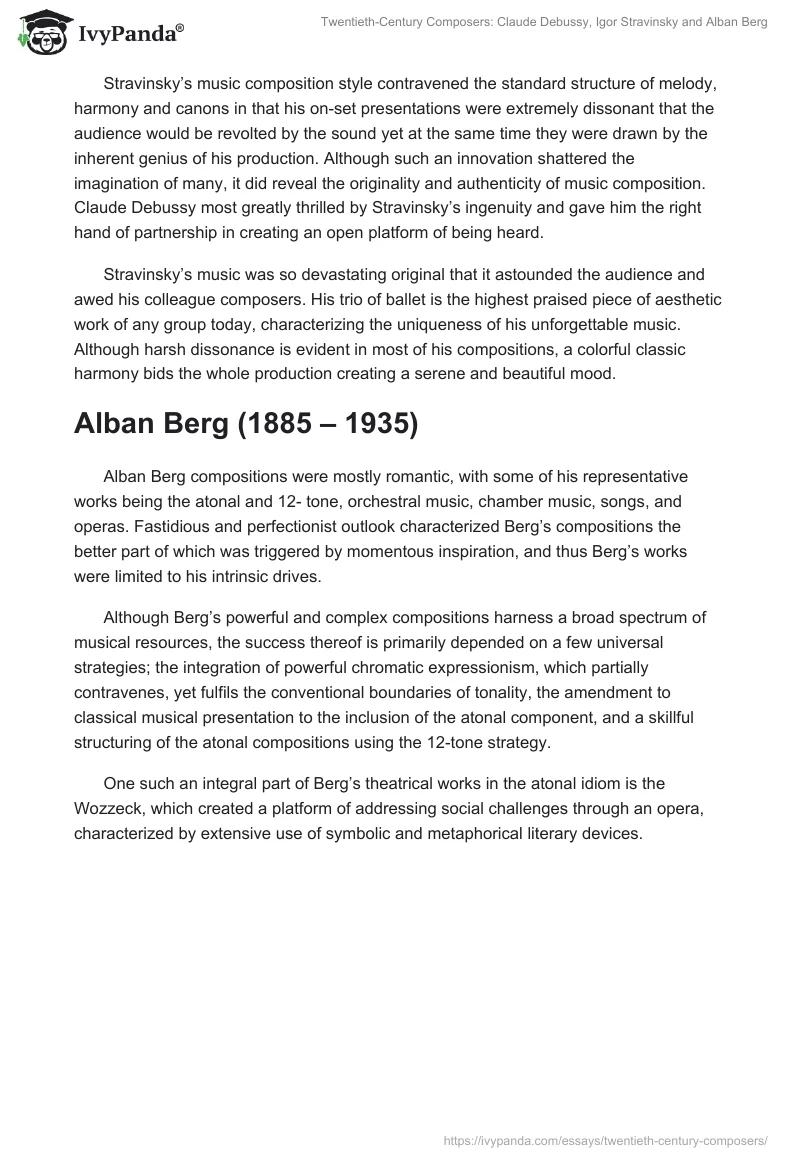 Twentieth-Century Composers: Claude Debussy, Igor Stravinsky and Alban Berg. Page 2