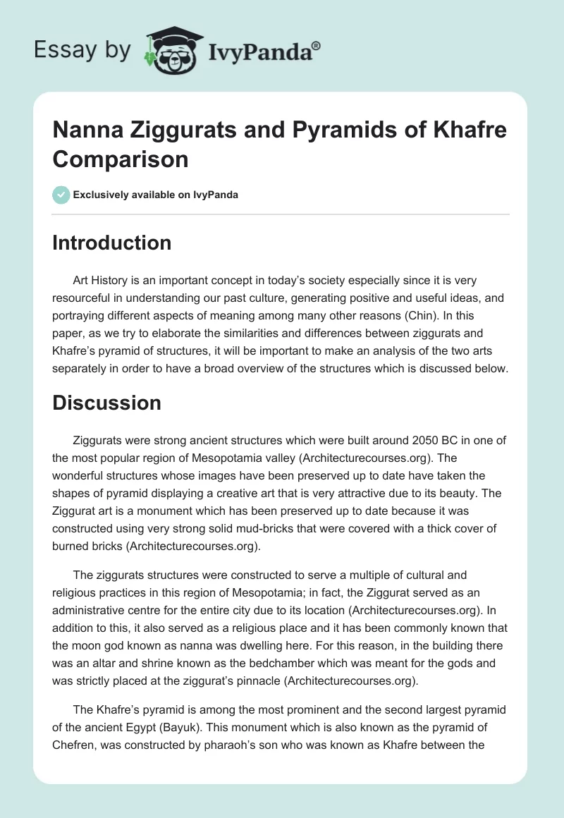 Nanna Ziggurats and Pyramids of Khafre Comparison. Page 1