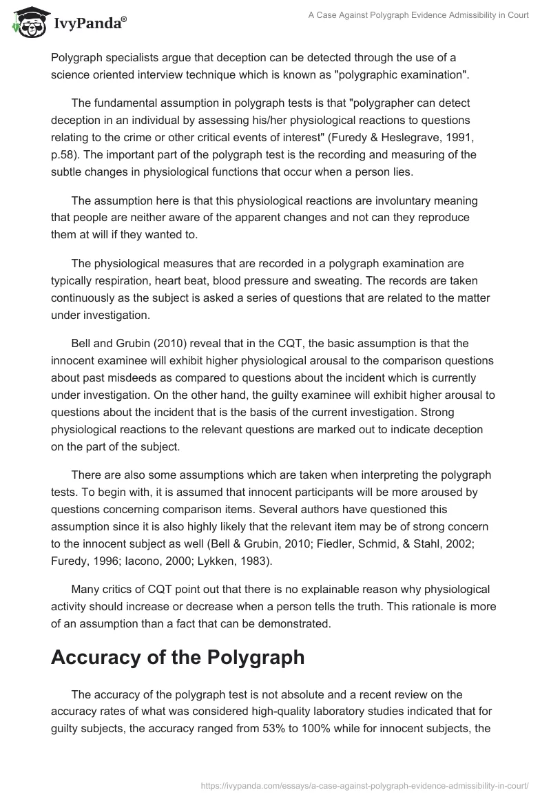A Case Against Polygraph Evidence Admissibility in Court. Page 2