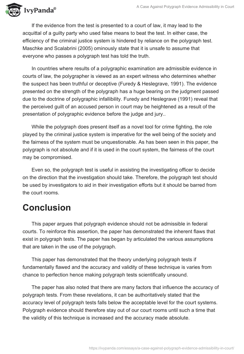 A Case Against Polygraph Evidence Admissibility in Court. Page 5