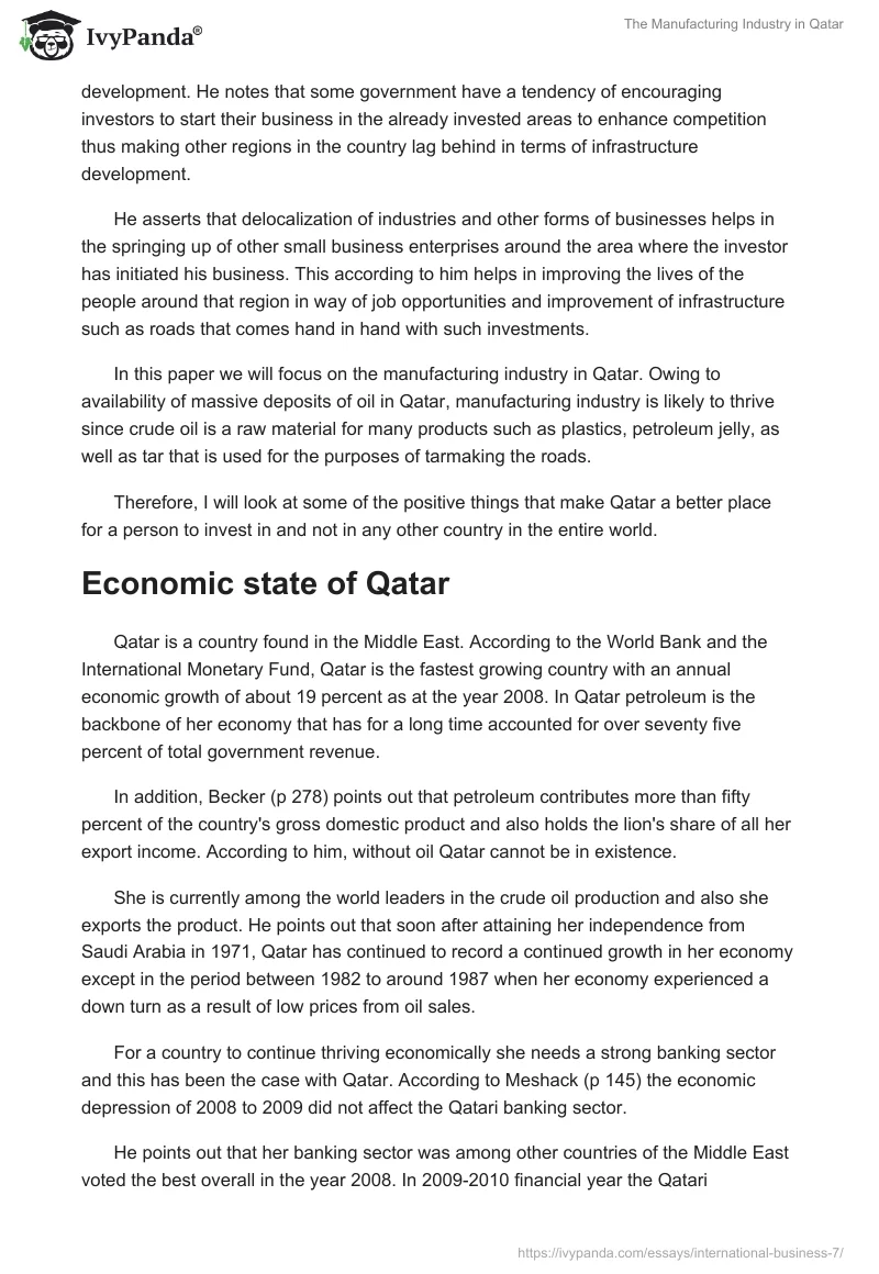 The Manufacturing Industry in Qatar. Page 2
