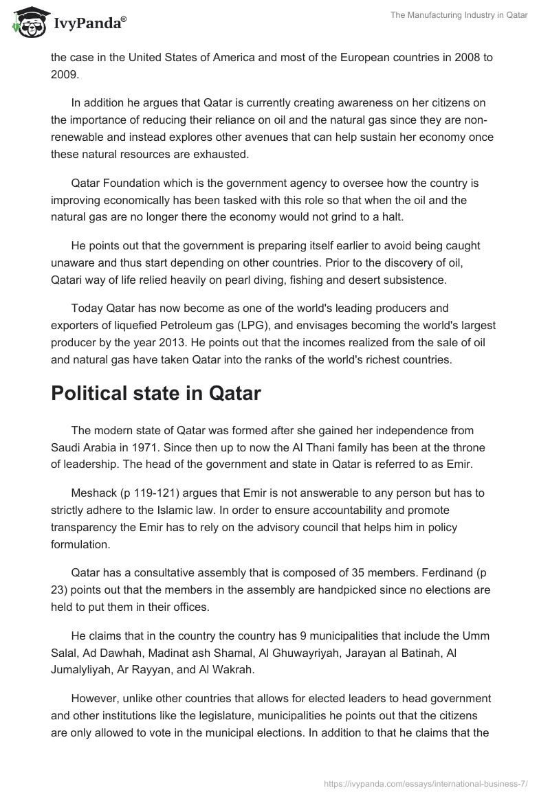 The Manufacturing Industry in Qatar. Page 4