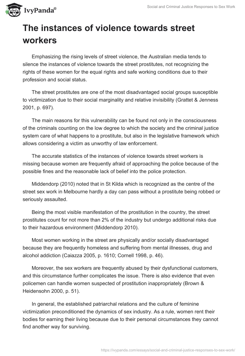 Social and Criminal Justice Responses to Sex Work. Page 3