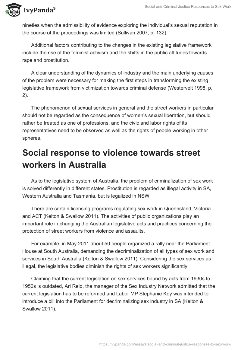Social and Criminal Justice Responses to Sex Work. Page 5