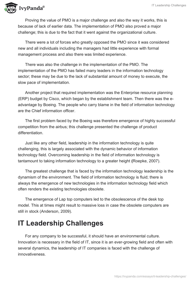 IT Leadership Challenges. Page 2