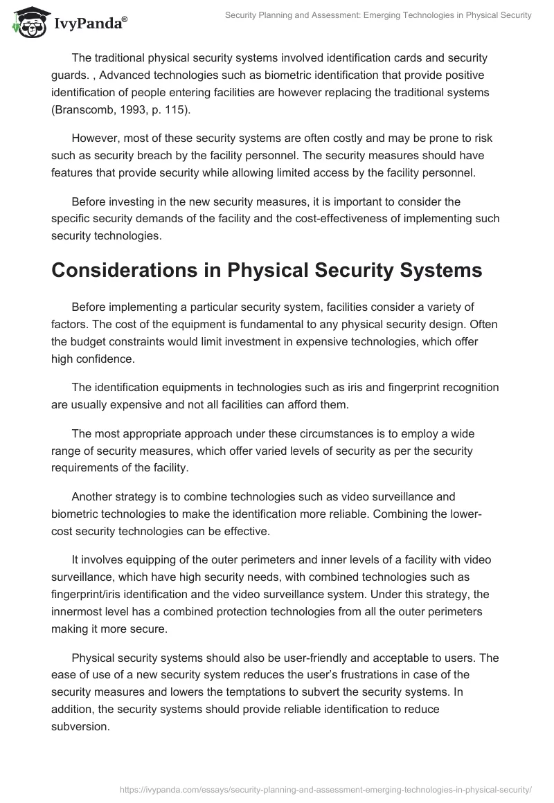 Security Planning and Assessment: Emerging Technologies in Physical Security. Page 2