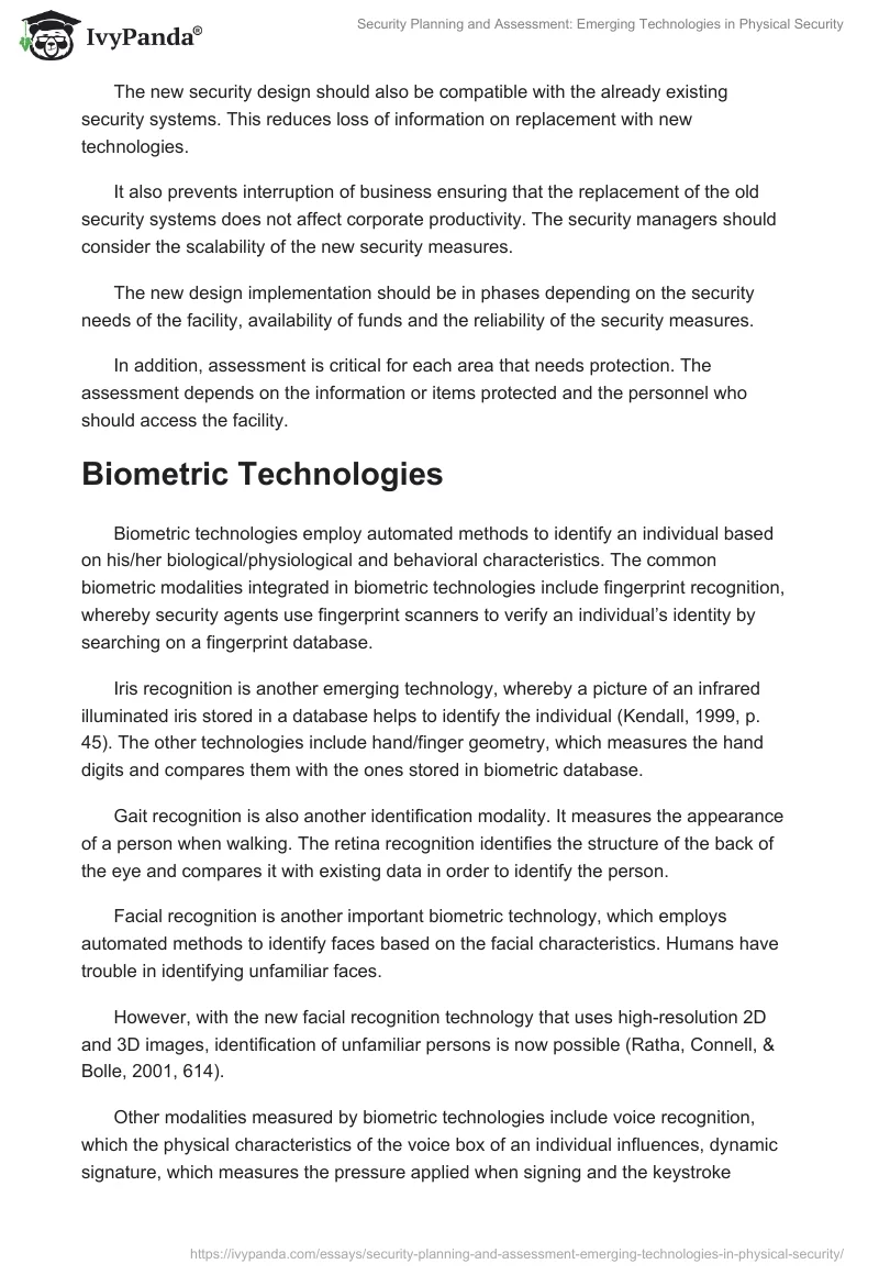 Security Planning and Assessment: Emerging Technologies in Physical Security. Page 3