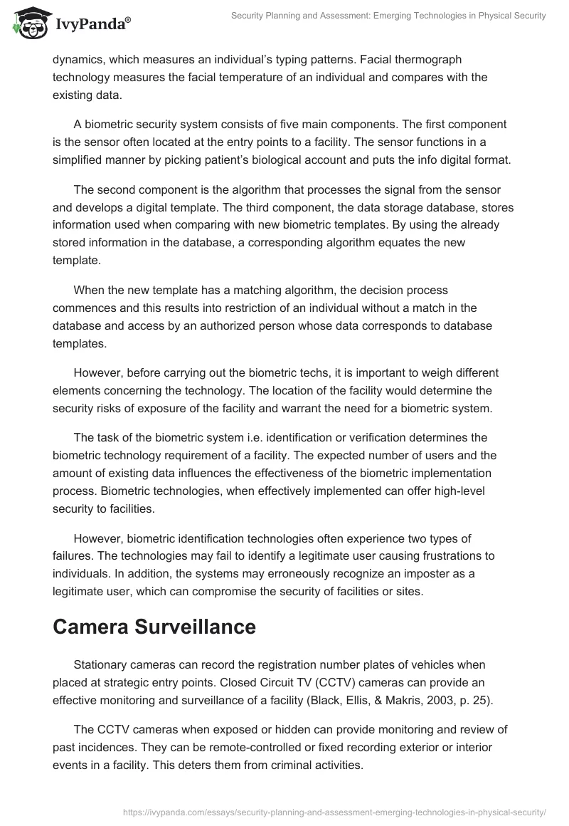 Security Planning and Assessment: Emerging Technologies in Physical Security. Page 4